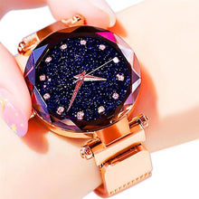 Load image into Gallery viewer, Elegant Luxury Starry Sky Women Watches Rose Gold Magnet Mesh Band Rhinestones Quartz Wristwatch Ladies Female Diamond Watch